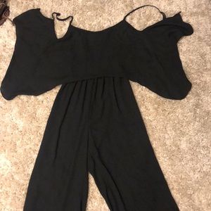 Black backless jumper suit
